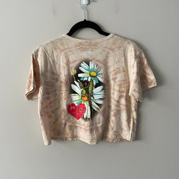 Boys Lie Cropped Flower Tie-Dye Crew Neck Short Sleeve T-Shirt Cream Medium - Picture 3 of 6